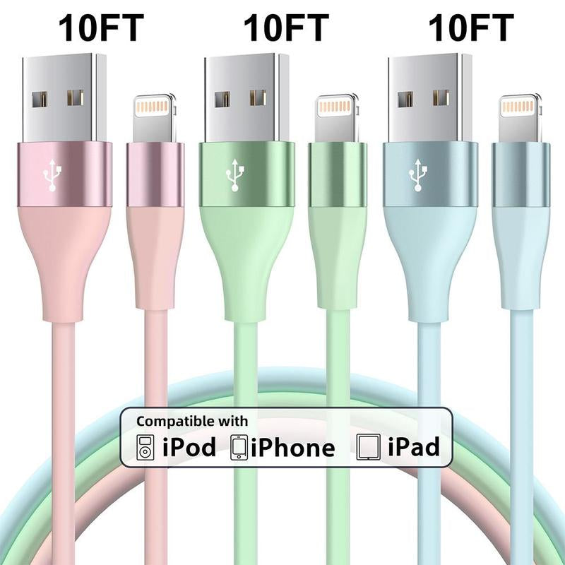 10FT [Apple Mfi Certified] USB a Cable Charging Compatible with Iphone 14 13 12 11 Pro Max XR 8 7 6 plus SE and More Cellphone, Mobile Phone Portable Charger Cable for Car Summer, Car Charger Cable for Smartphone Electronic Products